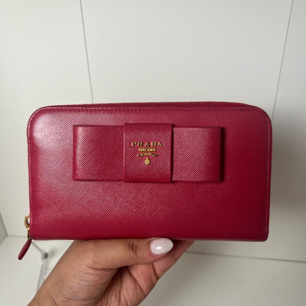 Prada Saffiano Fiocco Ribbon Long Wallet EUC - Picture 2 of 8